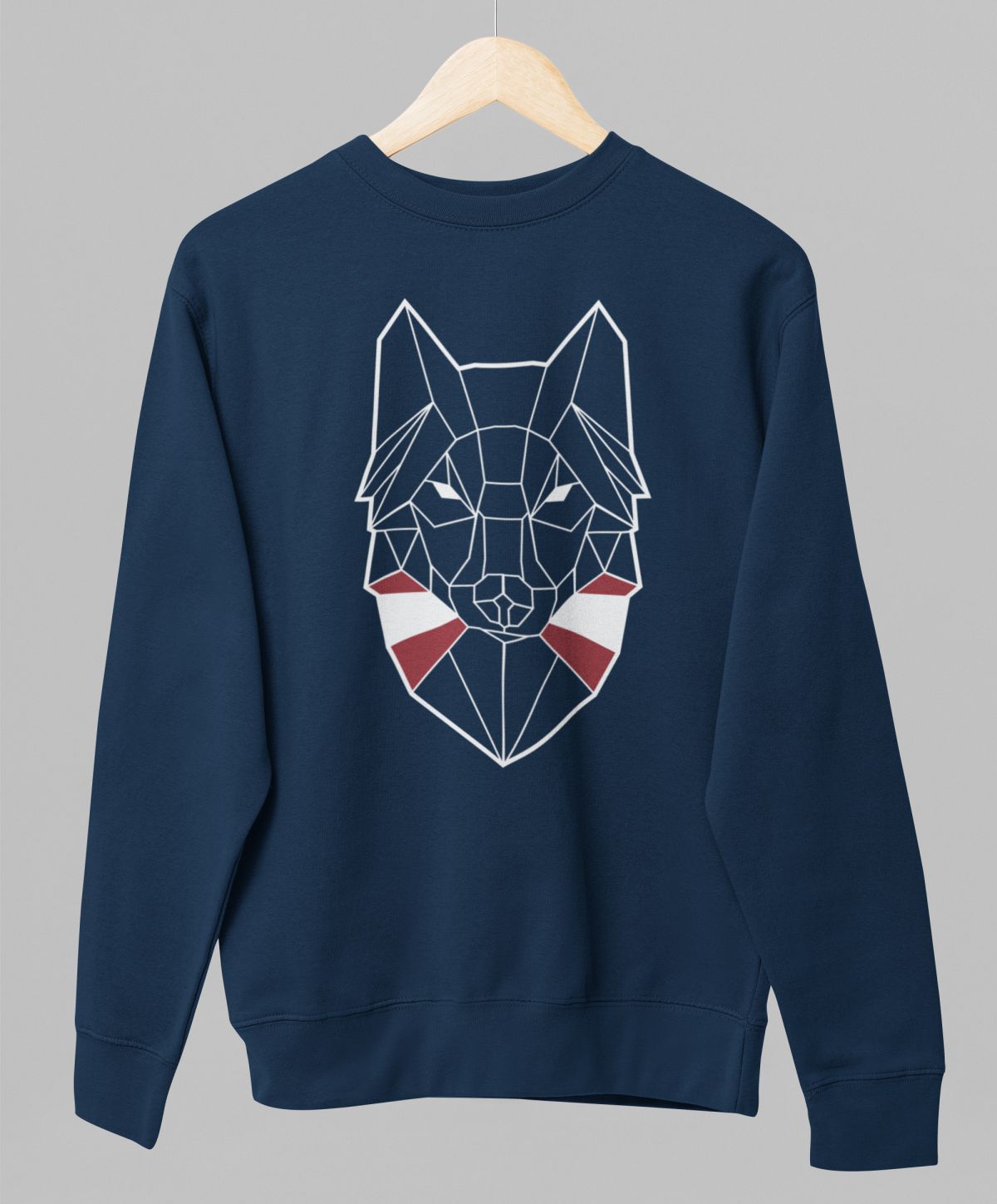 Zils UNISEX džemperis bez kapuces "Latvijas vilks"