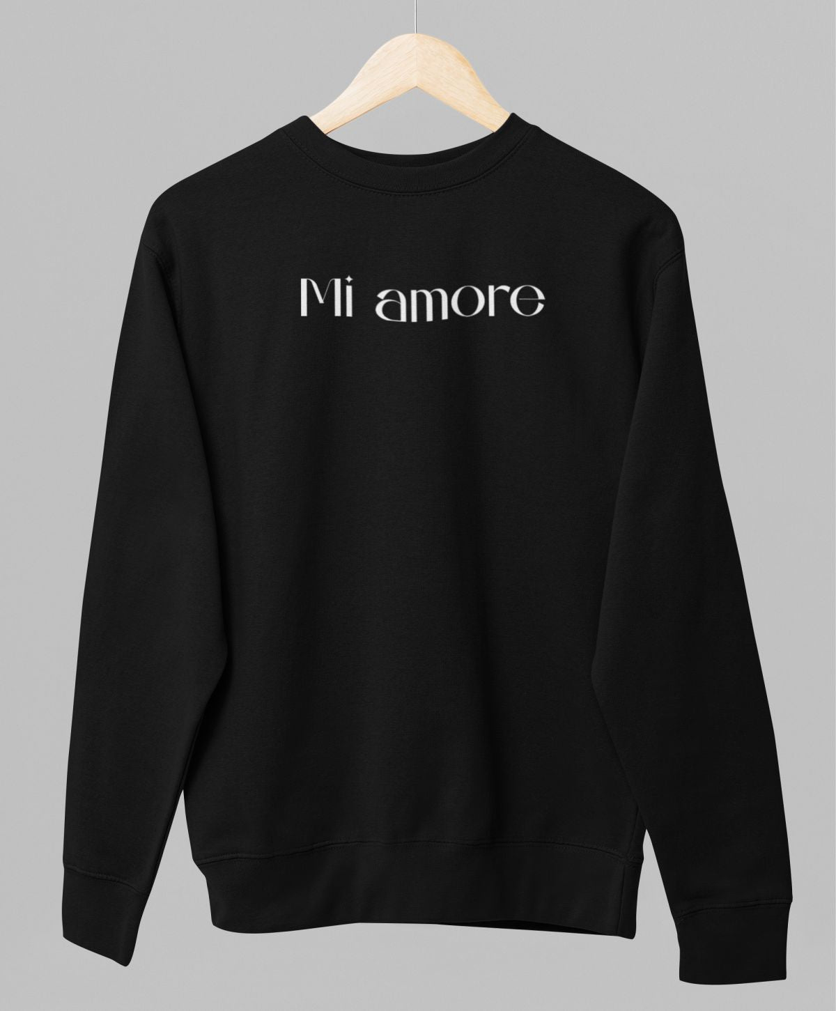 Melns UNISEX džemperis bez kapuces "Mi amore"