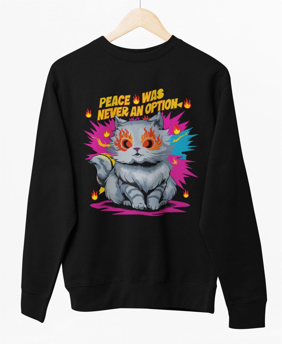 Melns UNISEX džemperis bez kapuces "Peace was never an option"