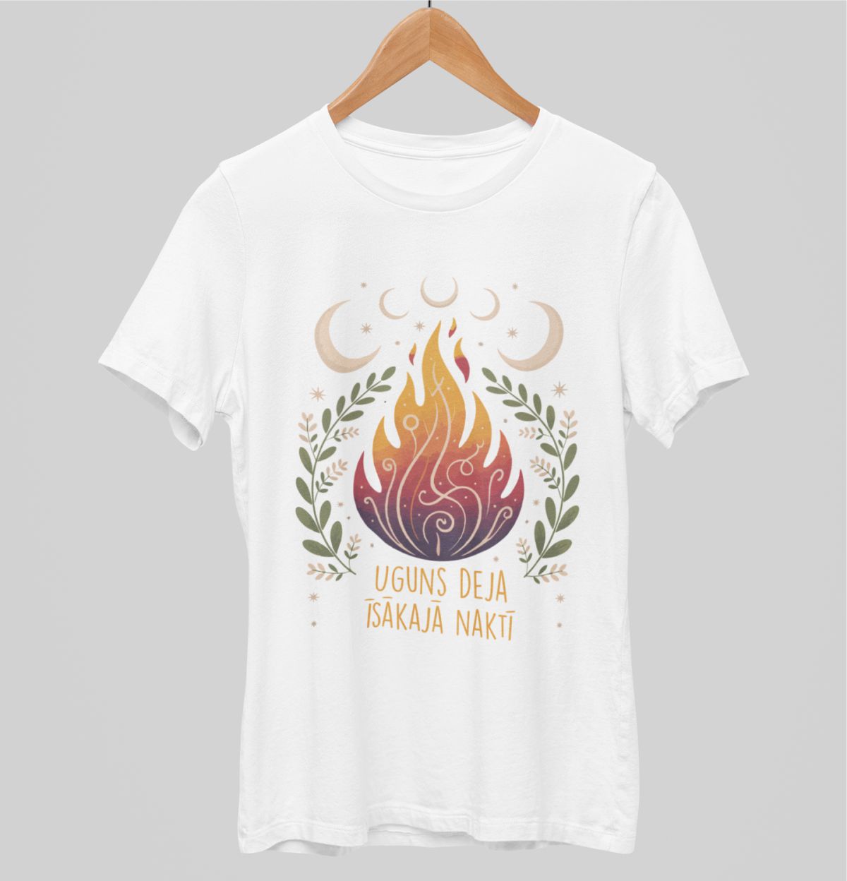 Balts UNISEX krekli "Uguns deja īsākajā naktī"