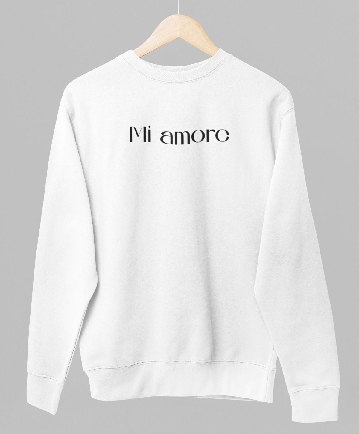 Balts UNISEX džemperis bez kapuces "Mi amore"