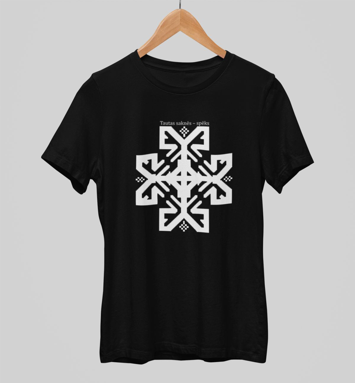 Melni unisex krekli "Tautas saknēs – spēks"
