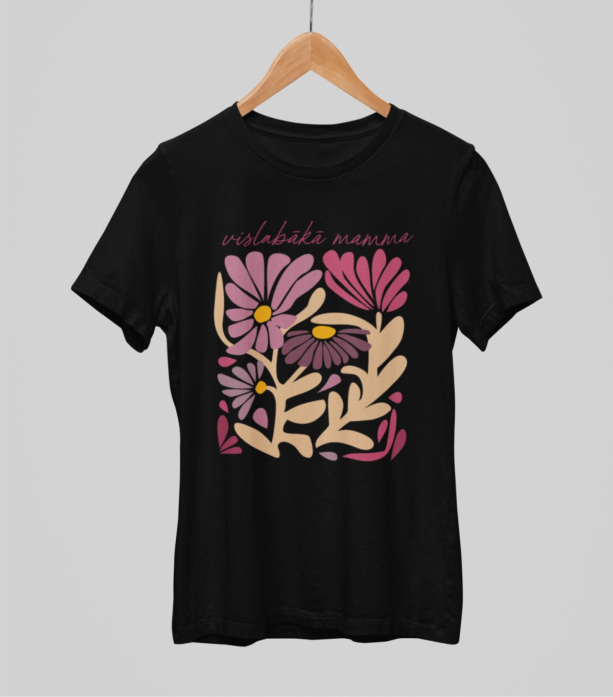 Melni UNISEX krekli  "Mammas puķu"