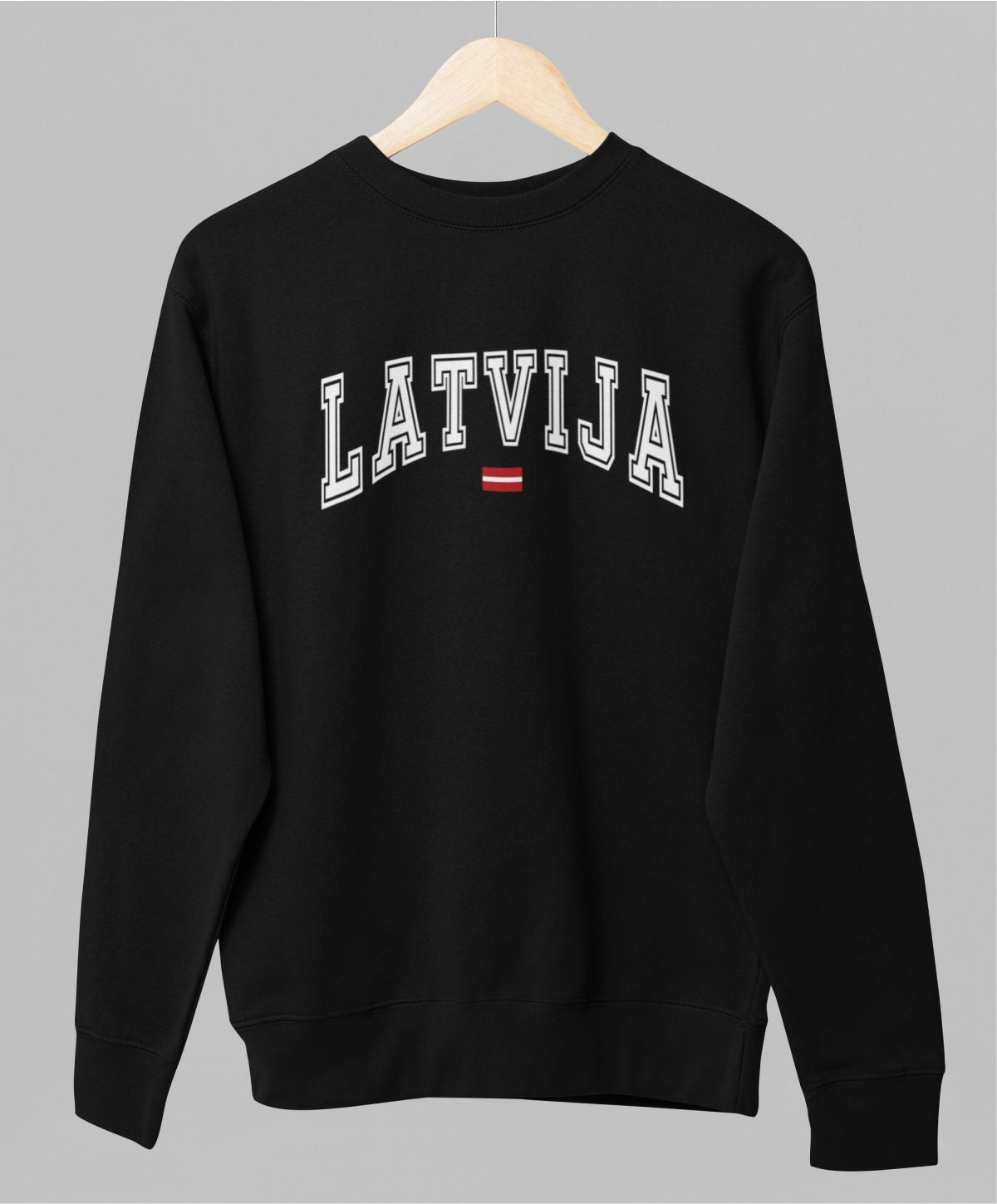 Melns UNISEX džemperis bez kapuces "Mana valsts"