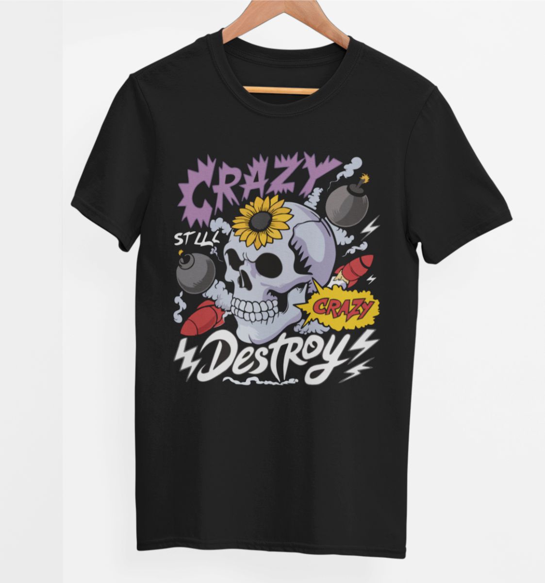 Melni UNISEX krekli "Crazy destroy"