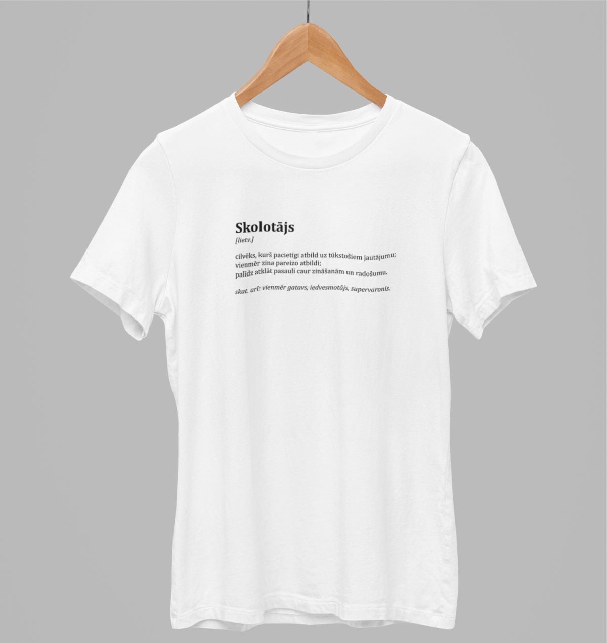 Balts UNISEX krekli "Skolotāja apraksts"