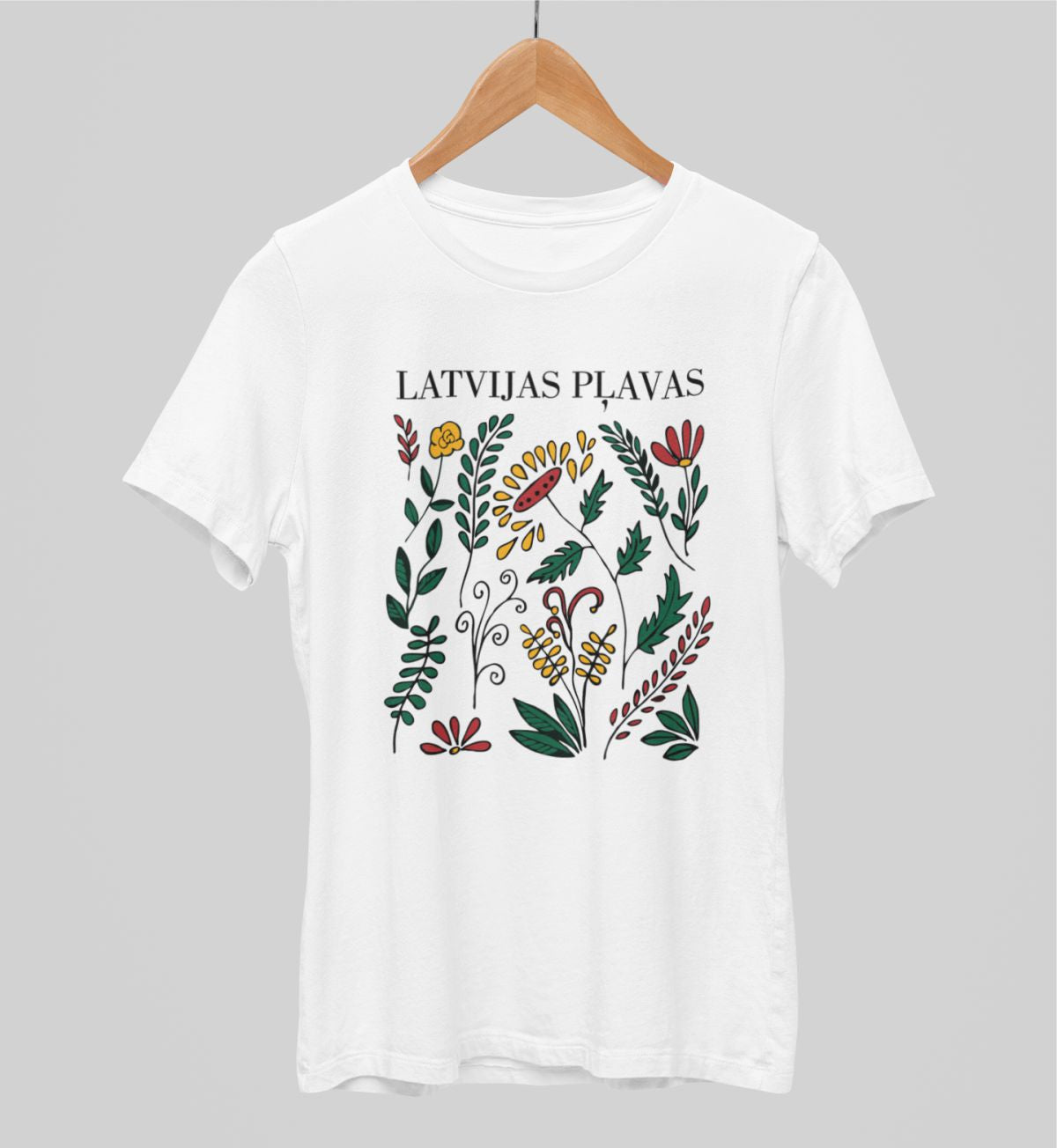Balts UNISEX krekli "Latvijas pļavas"