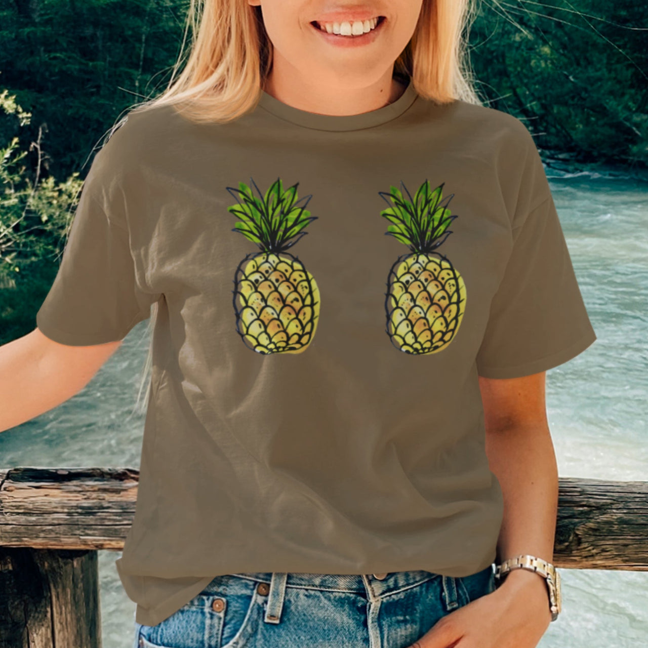 Haki UNISEX T-krekls Ananāsi