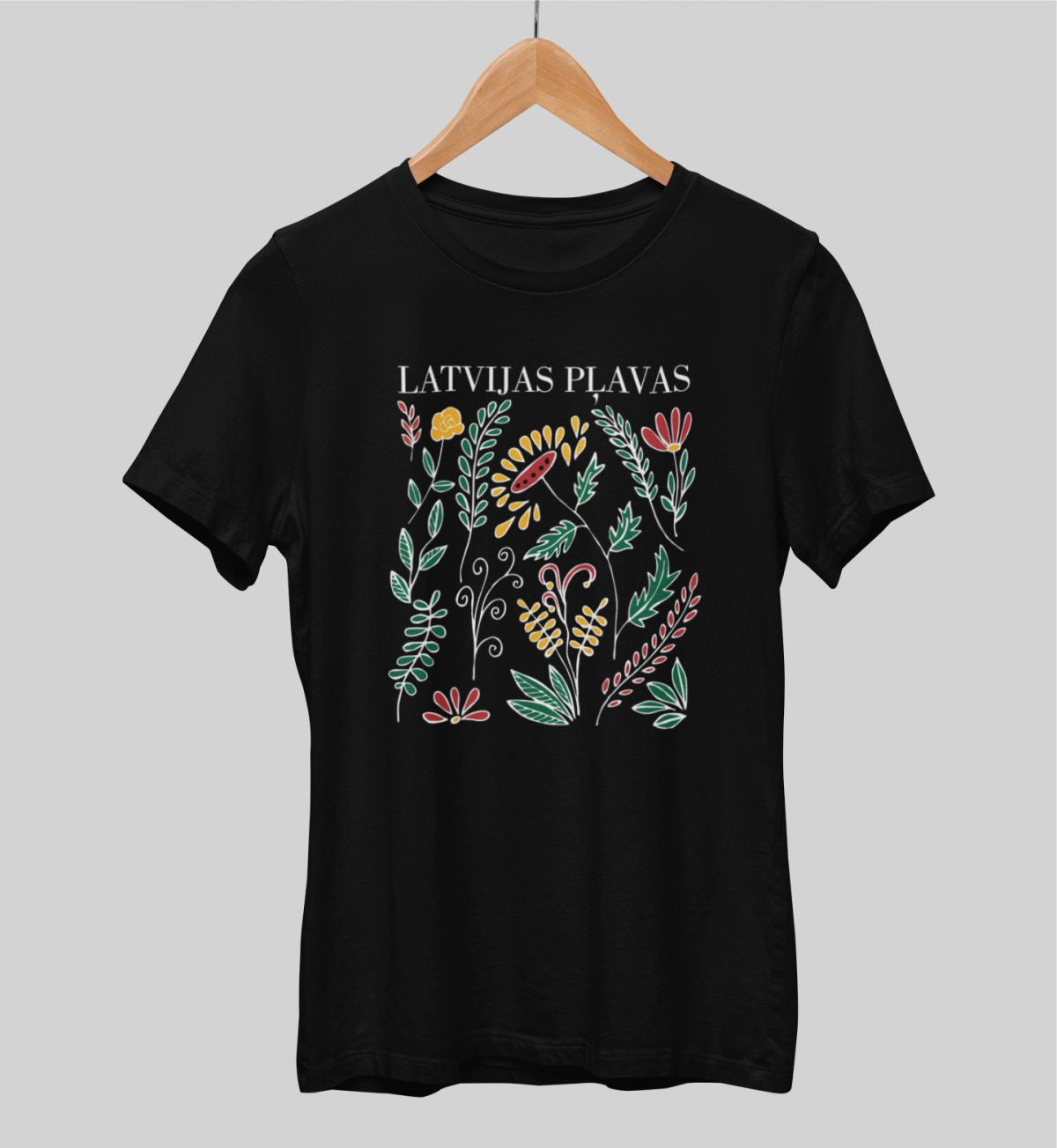 Melni unisex krekli "Latvijas pļavas"