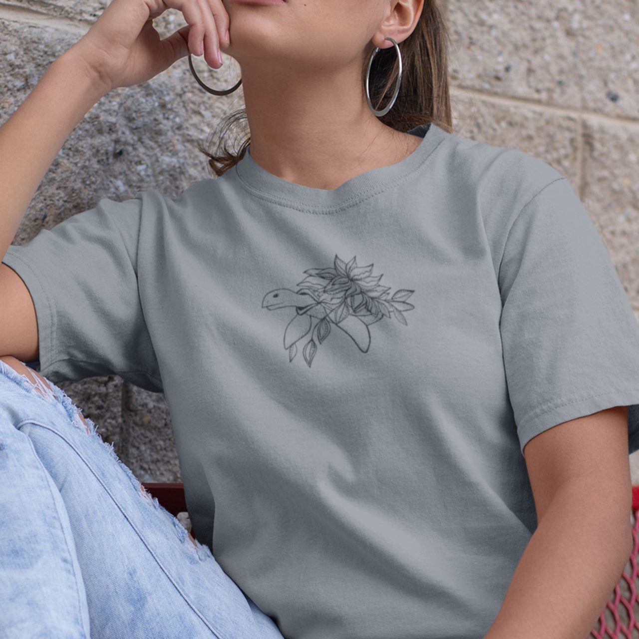 Pelēks melanžs UNISEX T-krekls Bruņurupucis