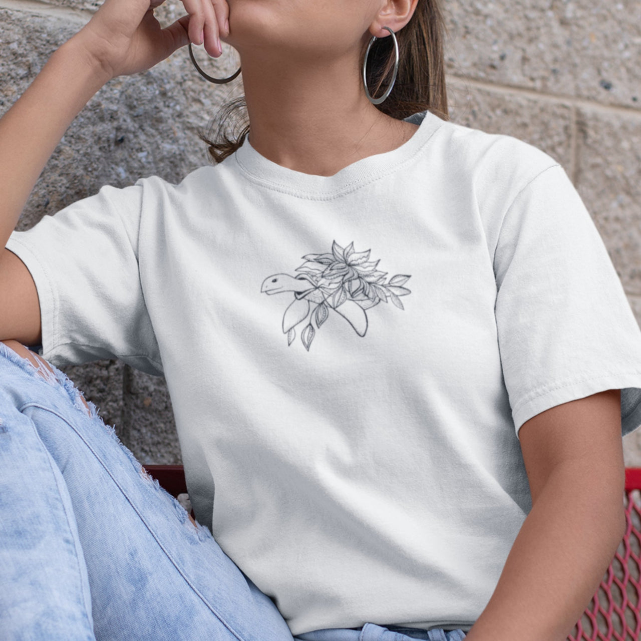 Balts UNISEX T-krekls Bruņurupucis
