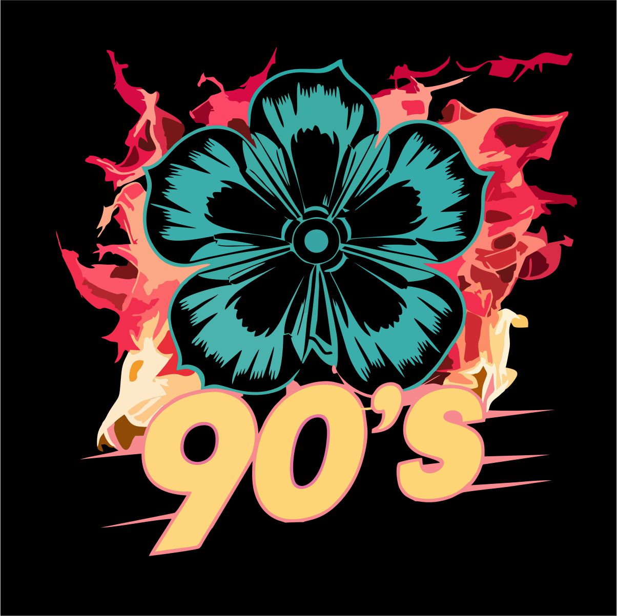 Melni UNISEX krekli "90's flower"