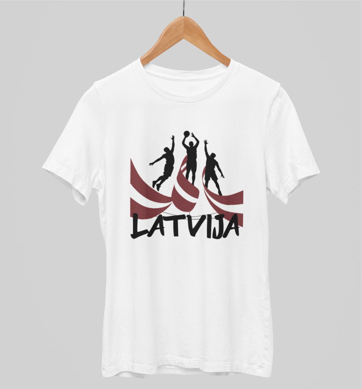 Balts UNISEX krekli "Latvija basketball"