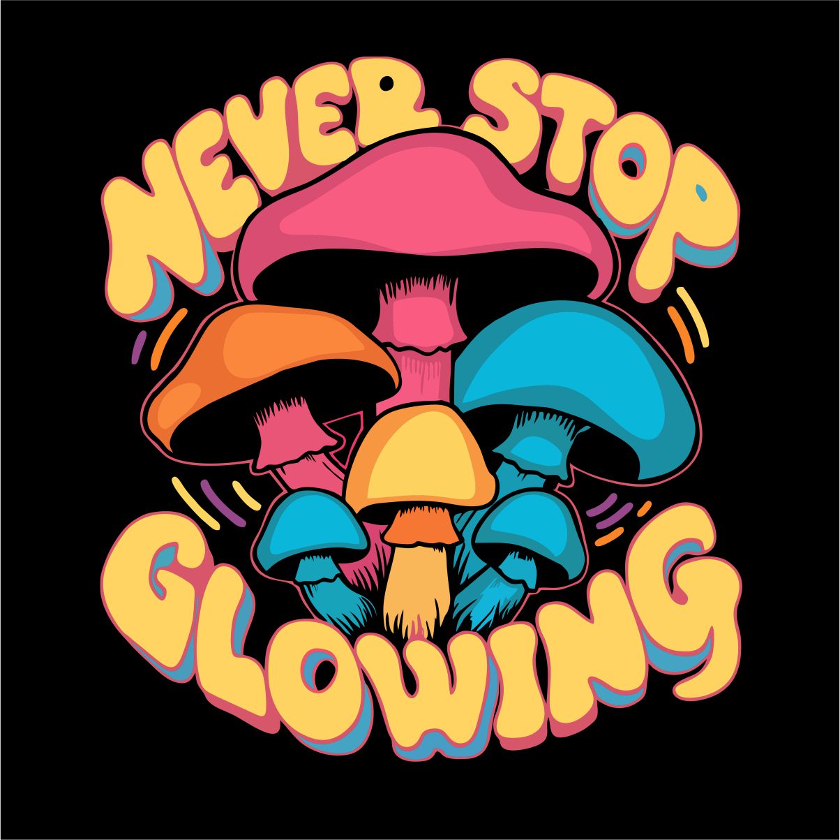 Melni UNISEX krekli "Never stop glowing"