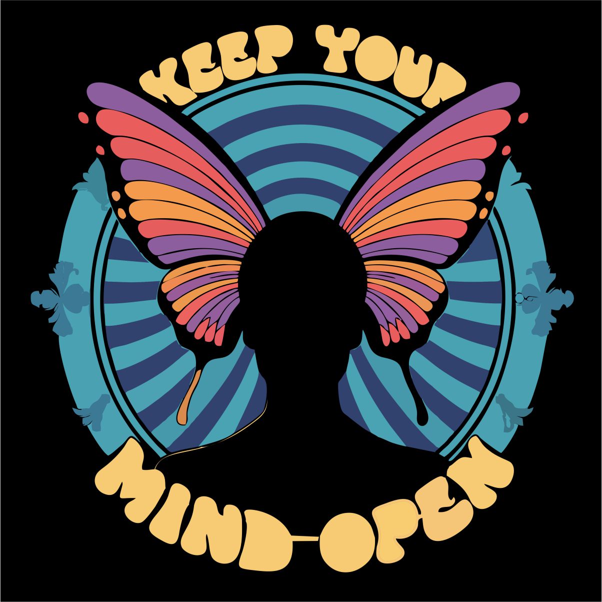 Melni UNISEX krekli "Keep your mind open"