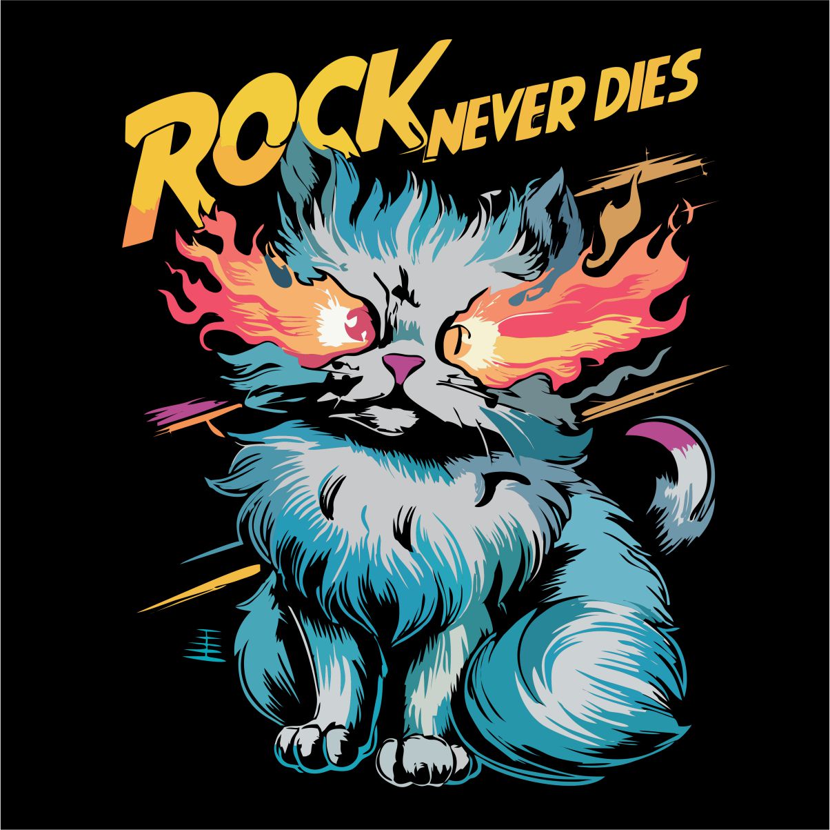Melni UNISEX krekli "Rock never dies"