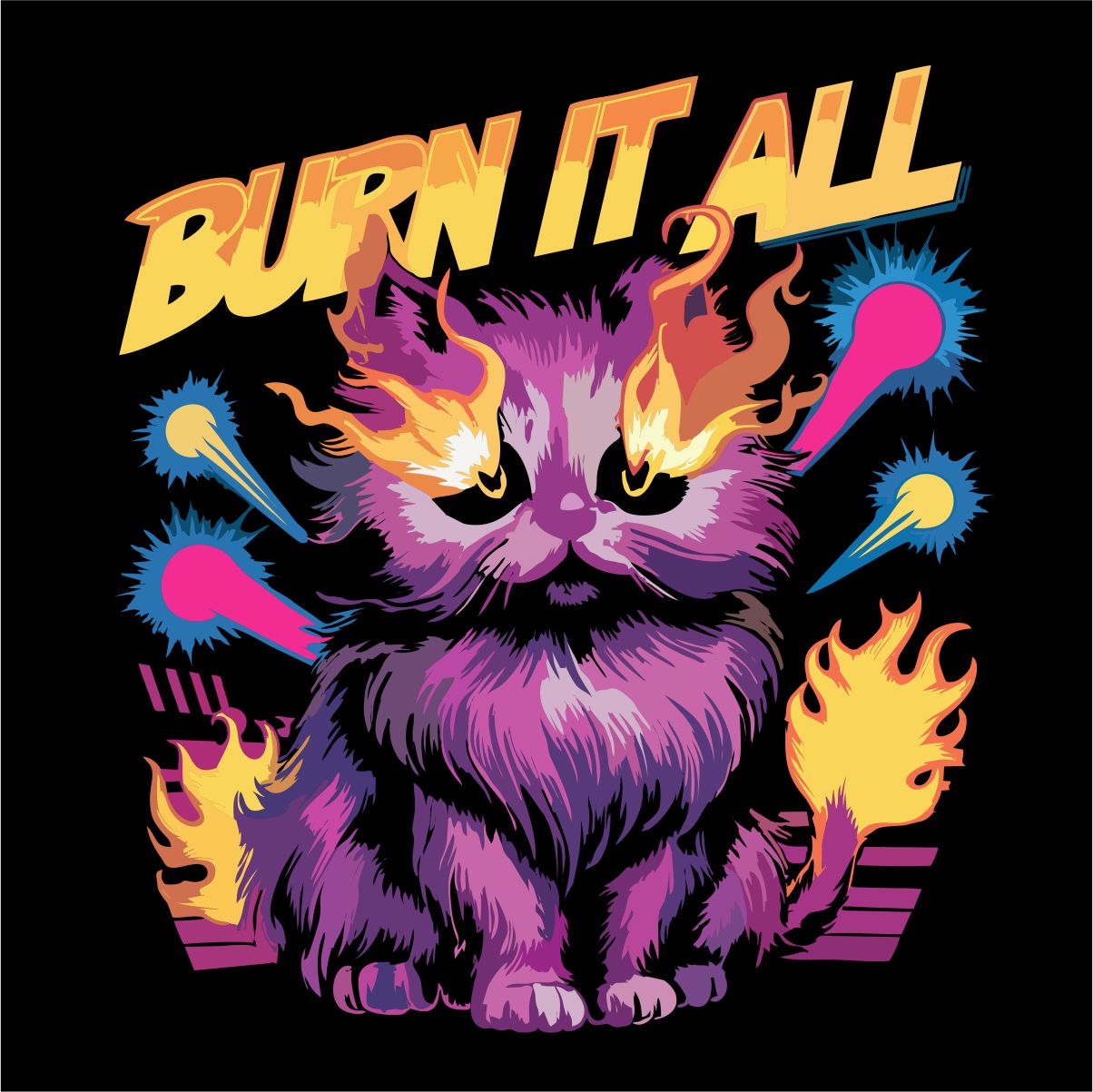 Melni UNISEX krekli "Burn it all"