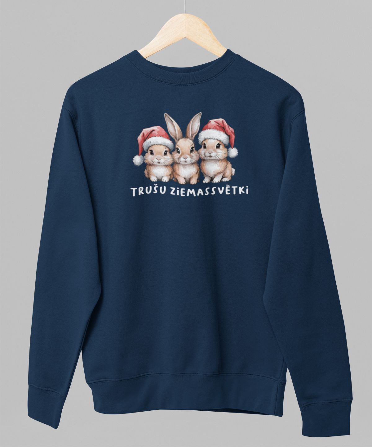 Zils UNISEX džemperis bez kapuces "Trušu Ziemassvētki"