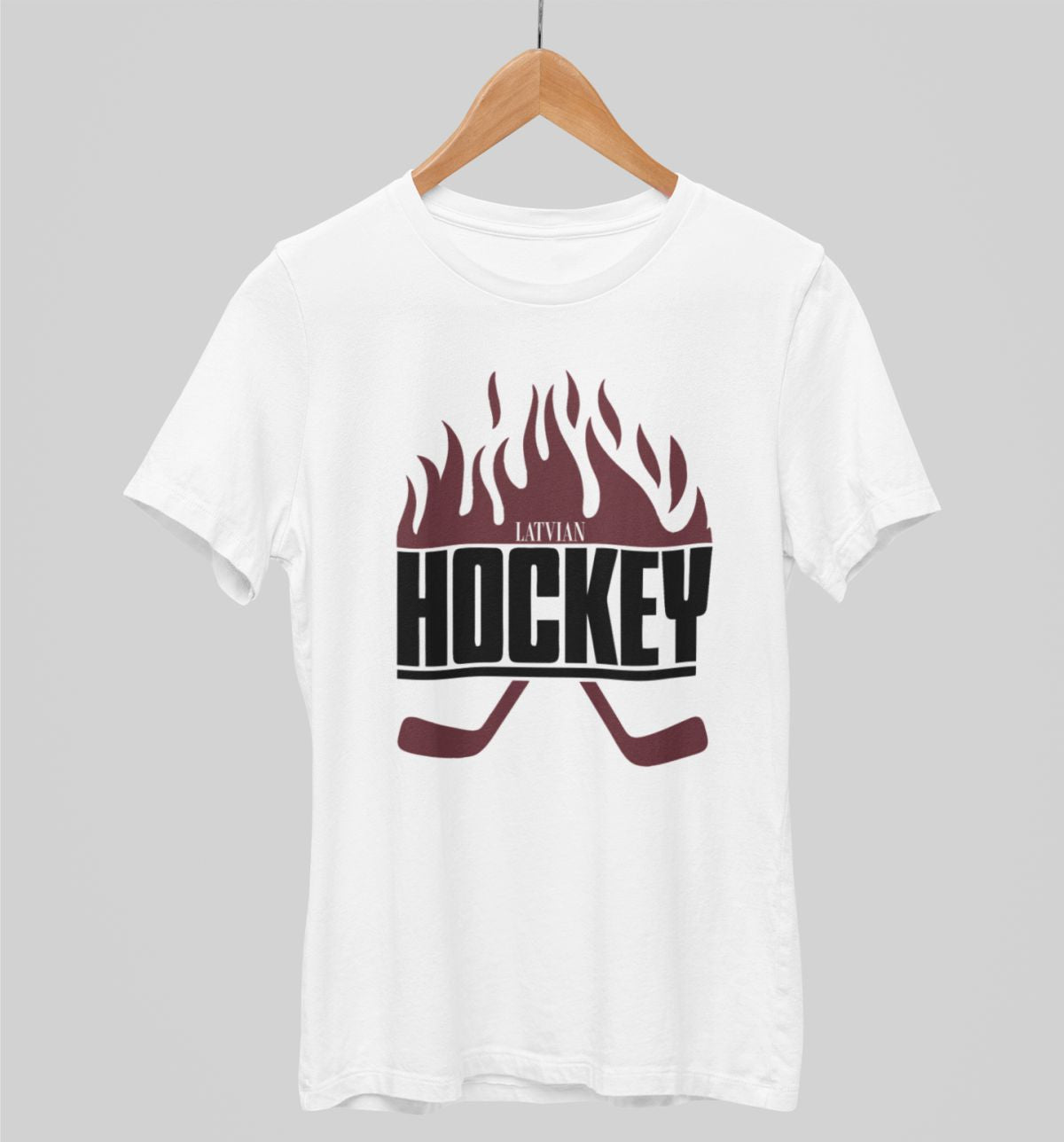 Balts UNISEX krekli "Latvian hockey"