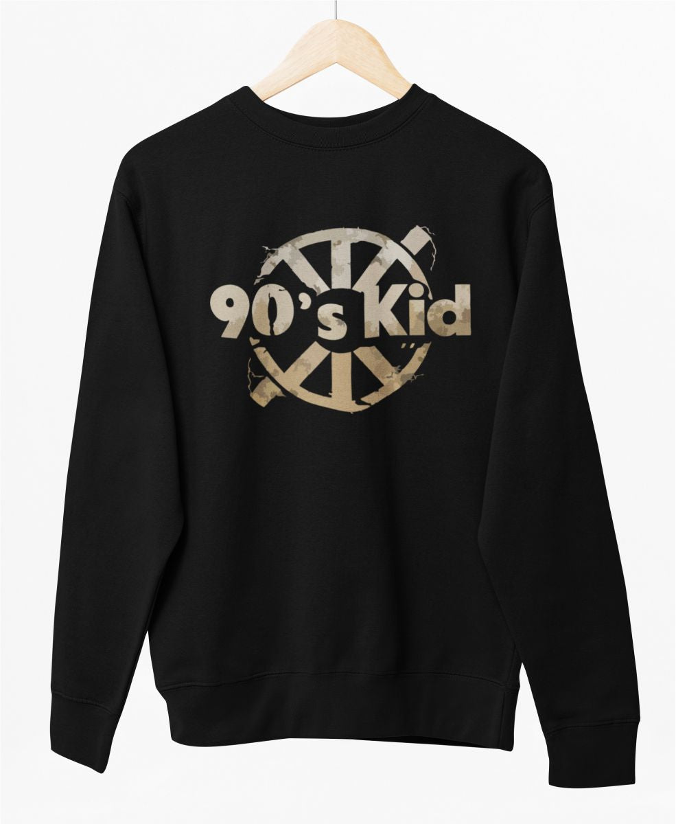 Melns UNISEX džemperis bez kapuces "90's kid"