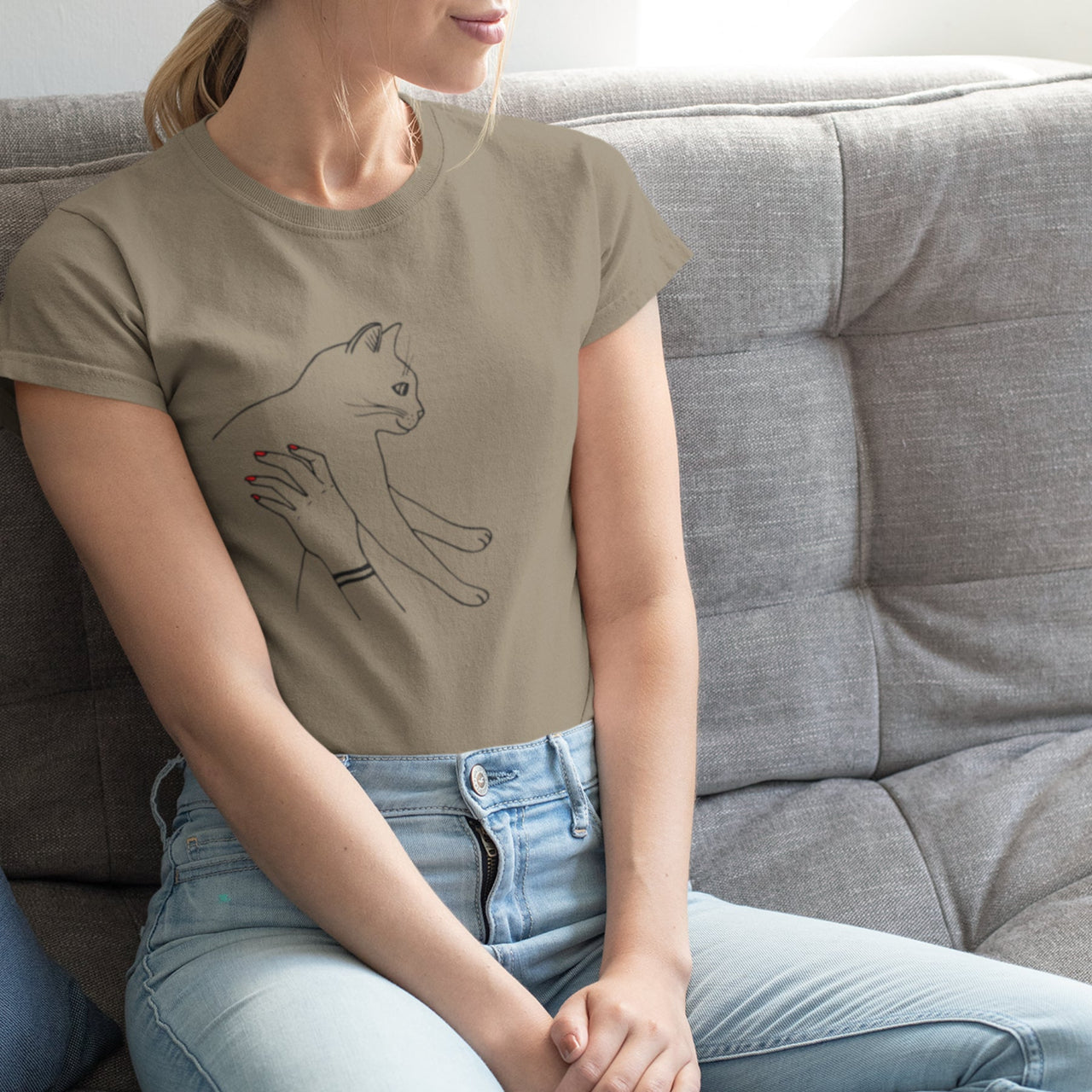 Haki UNISEX T-krekls Kaķis