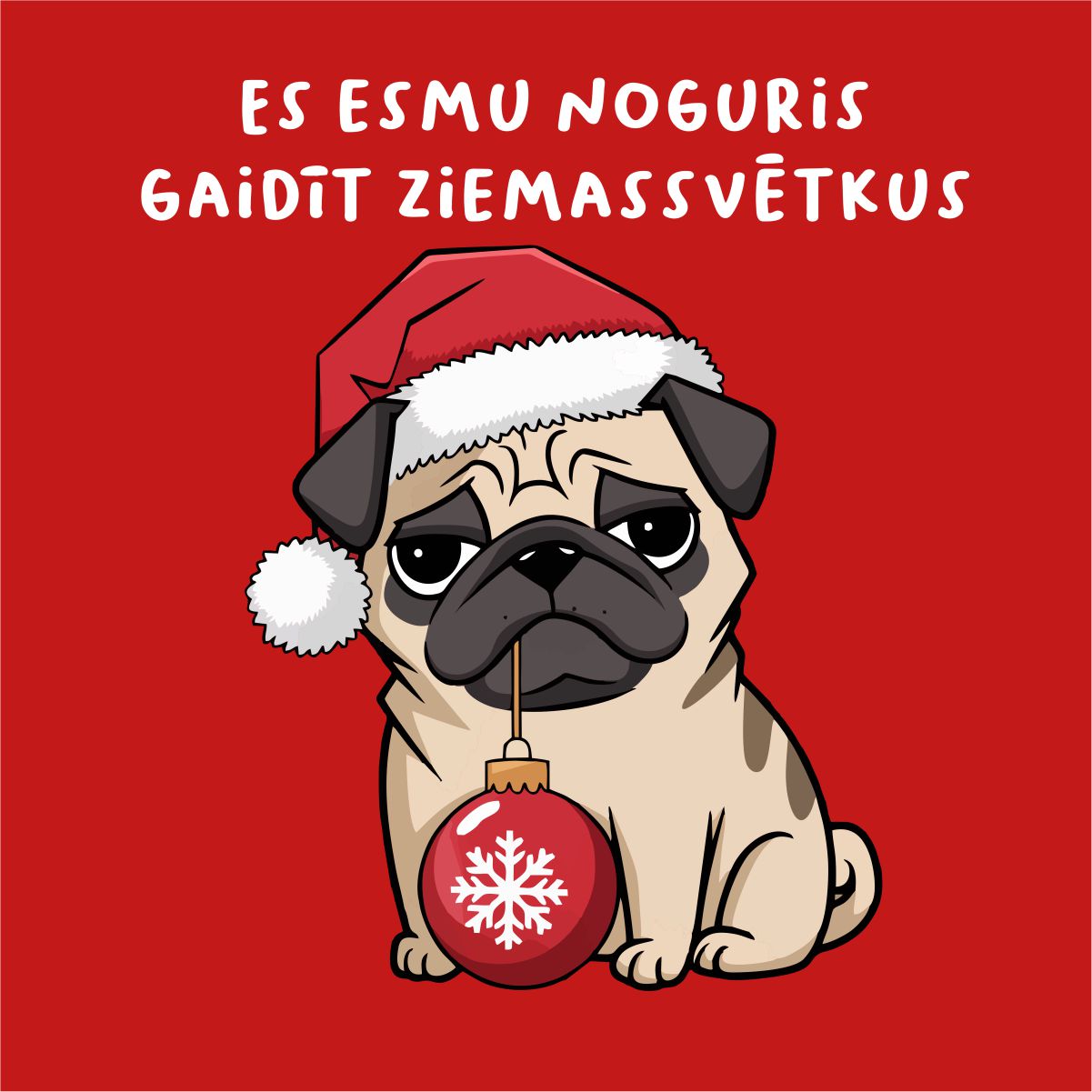 Sarkans UNISEX džemperis bez kapuces "Es esmu noguris gaidīt Ziemassvētkus"