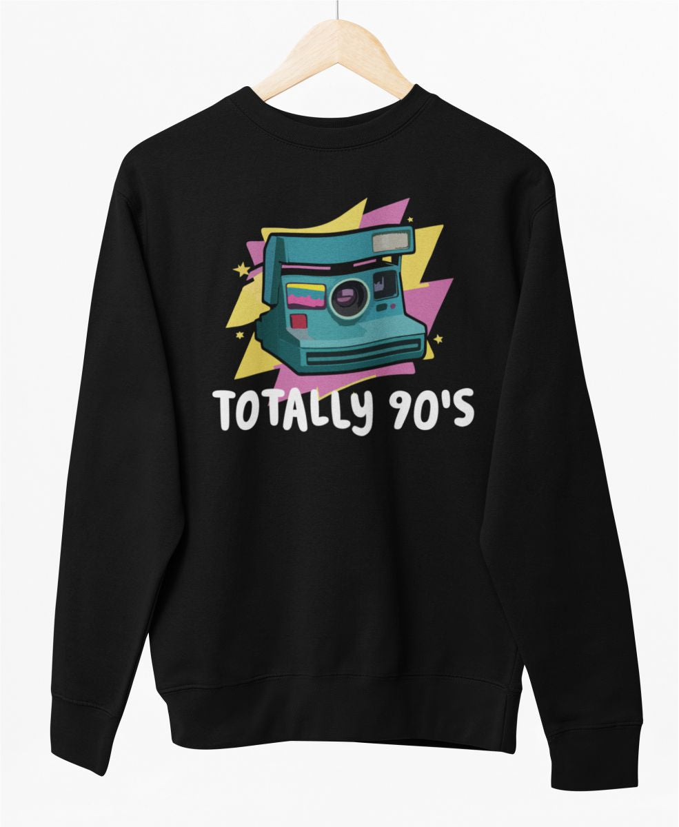 Melns UNISEX džemperis bez kapuces "Totally 90's"