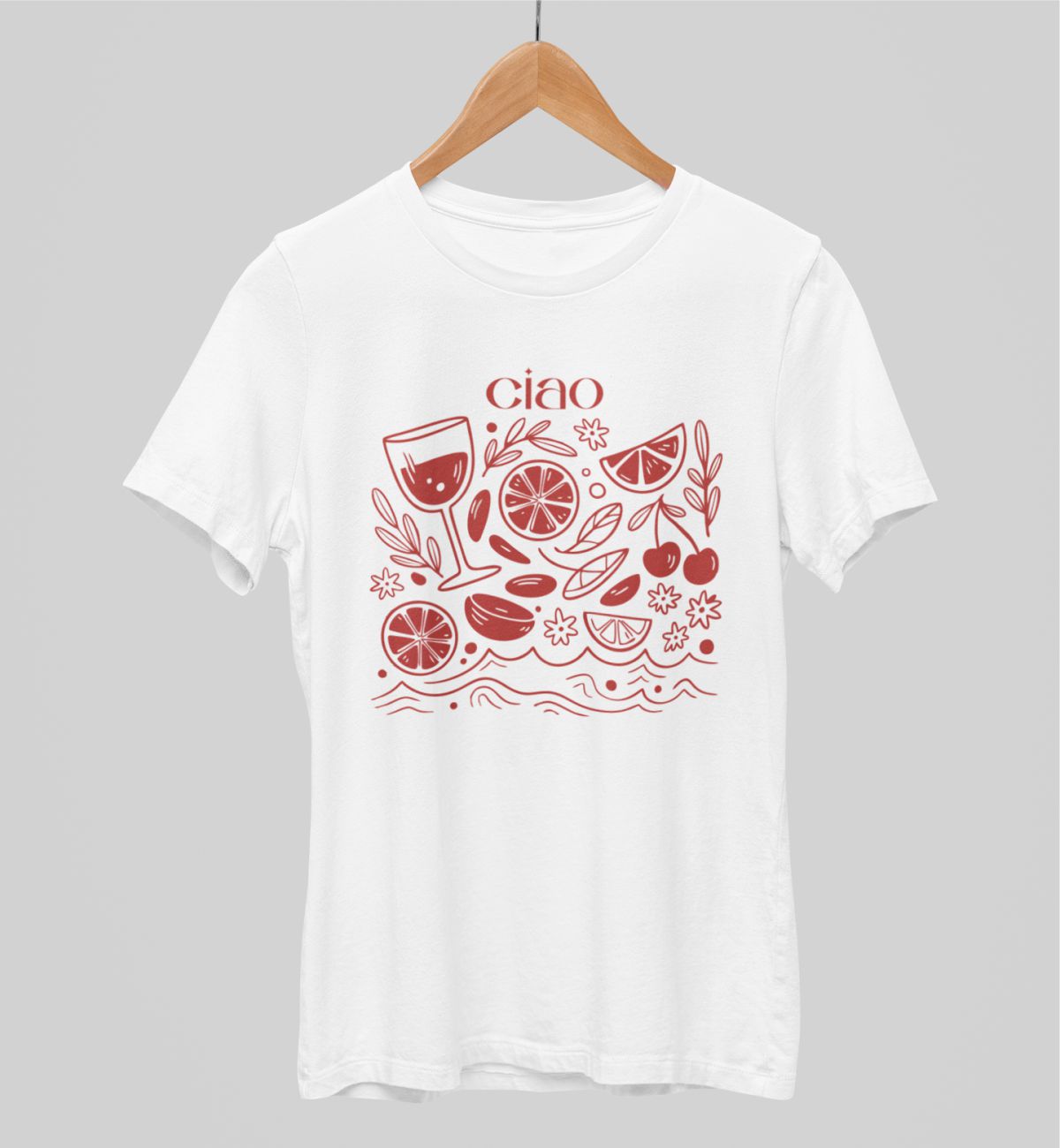 Balts UNISEX krekli "Ciao"