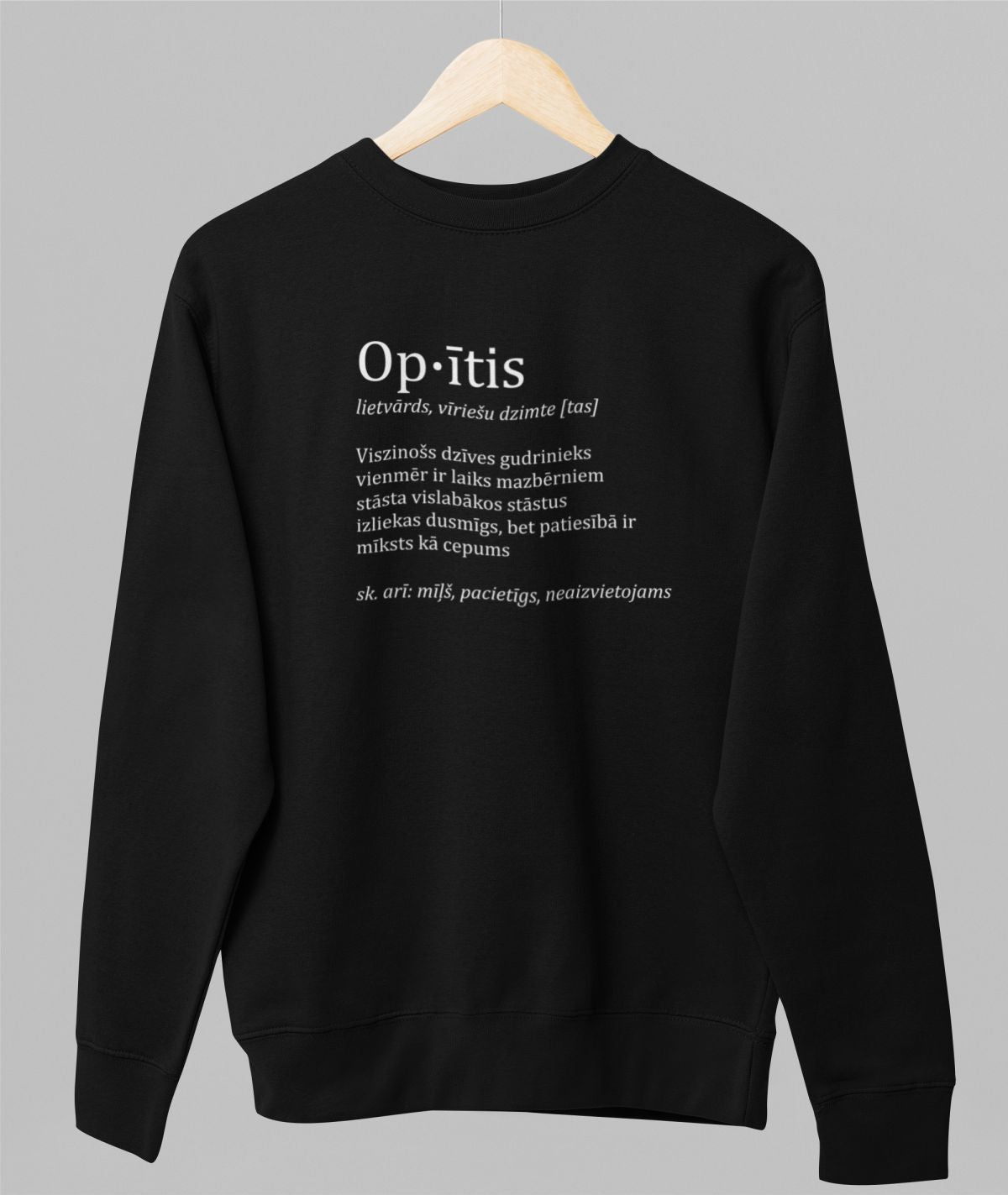 Melns UNISEX džemperis bez kapuces "Opīša apraksts"