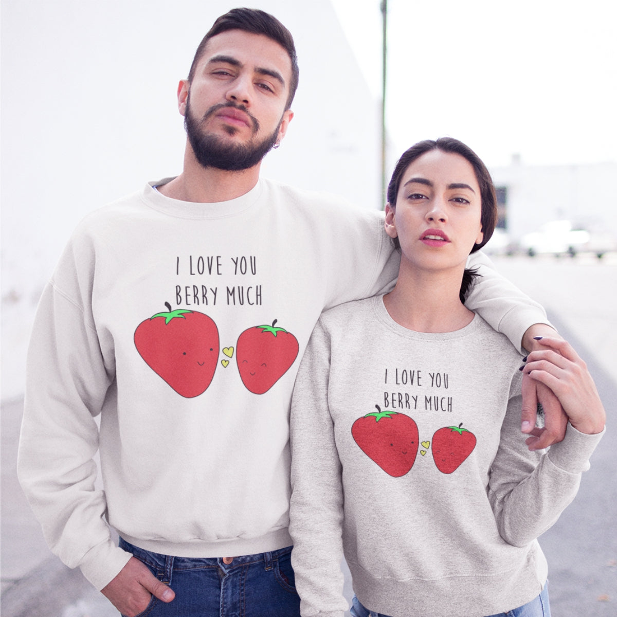 Balti džemperi bez kapucēm pāriem "Berry"