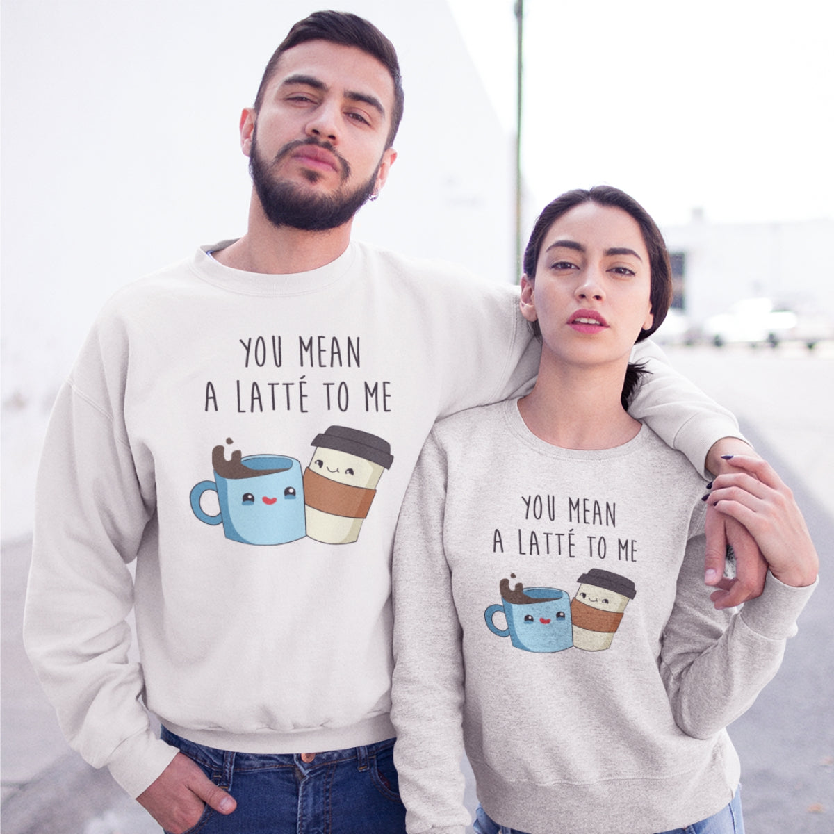 Balti džemperi bez kapucēm pāriem "Latte"