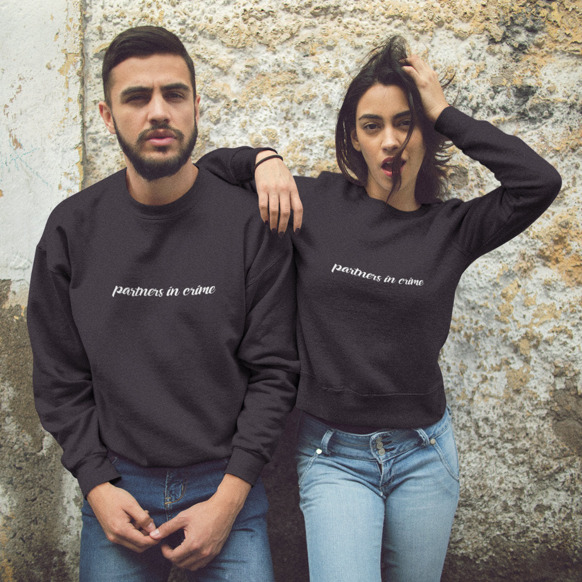 Melni džemperi bez kapucēm pāriem "Partners in crime"