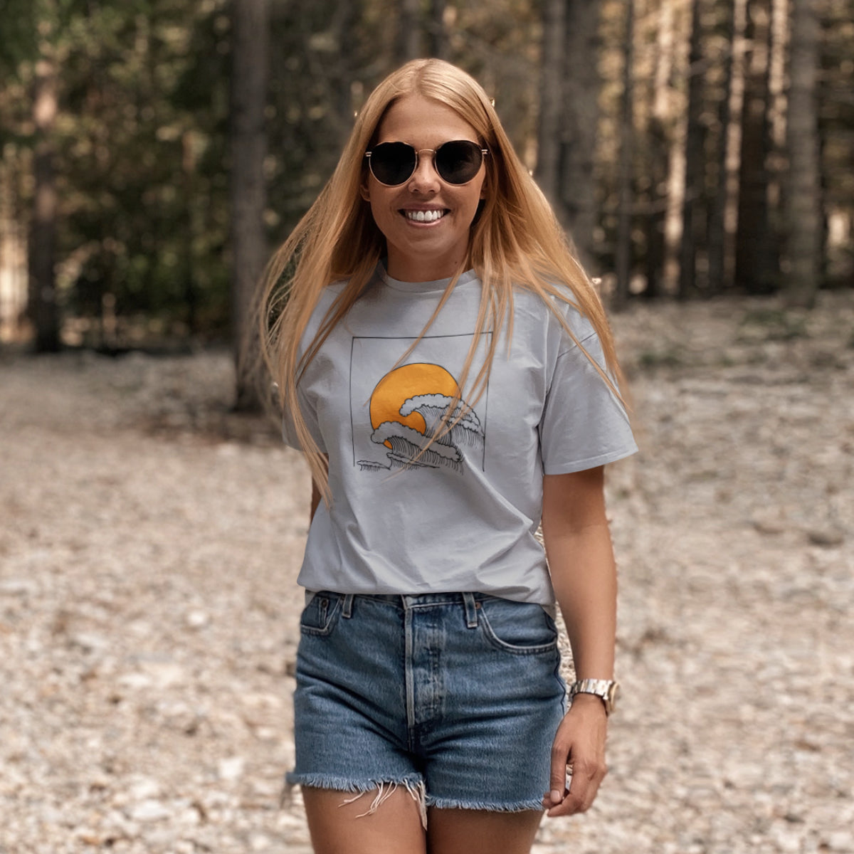 Pelēks melanžs UNISEX T-krekls Viļņi