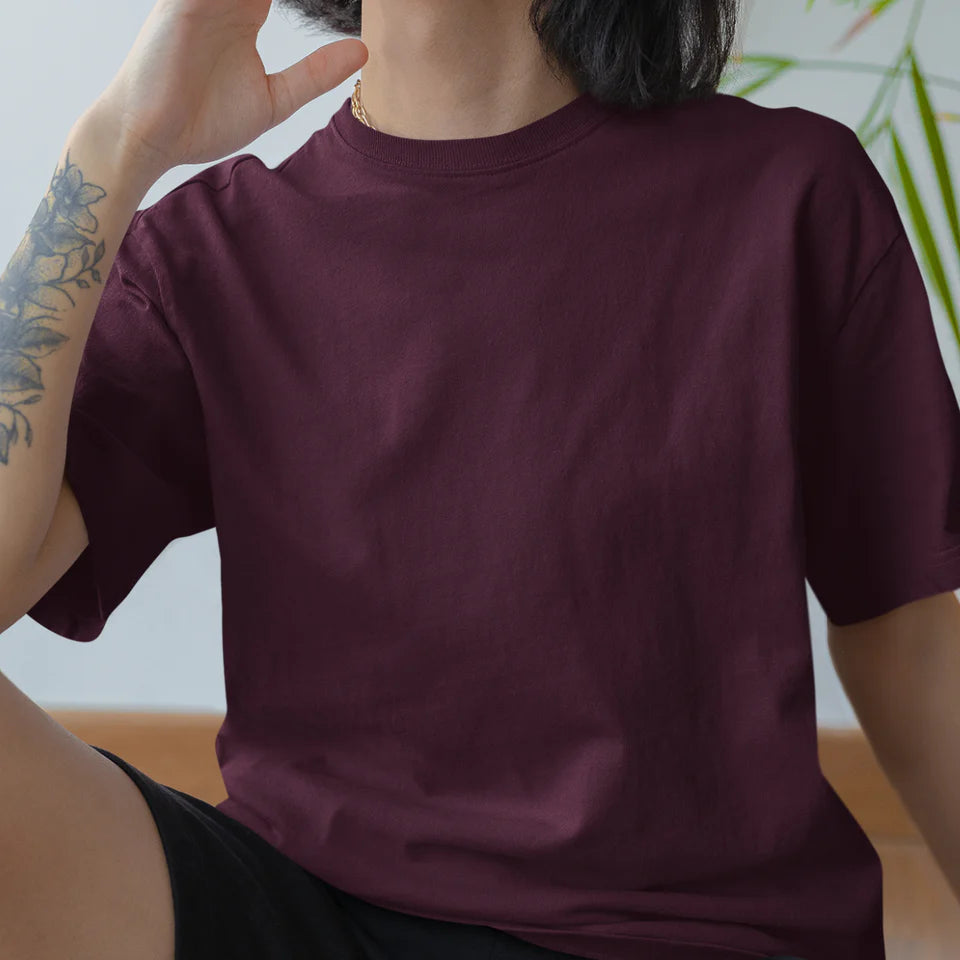 Bordo kokvilnas UNISEX T-krekli bez apdrukas