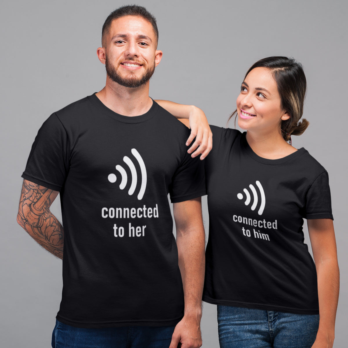 Melni unisex krekli pāriem "Wi-fi"