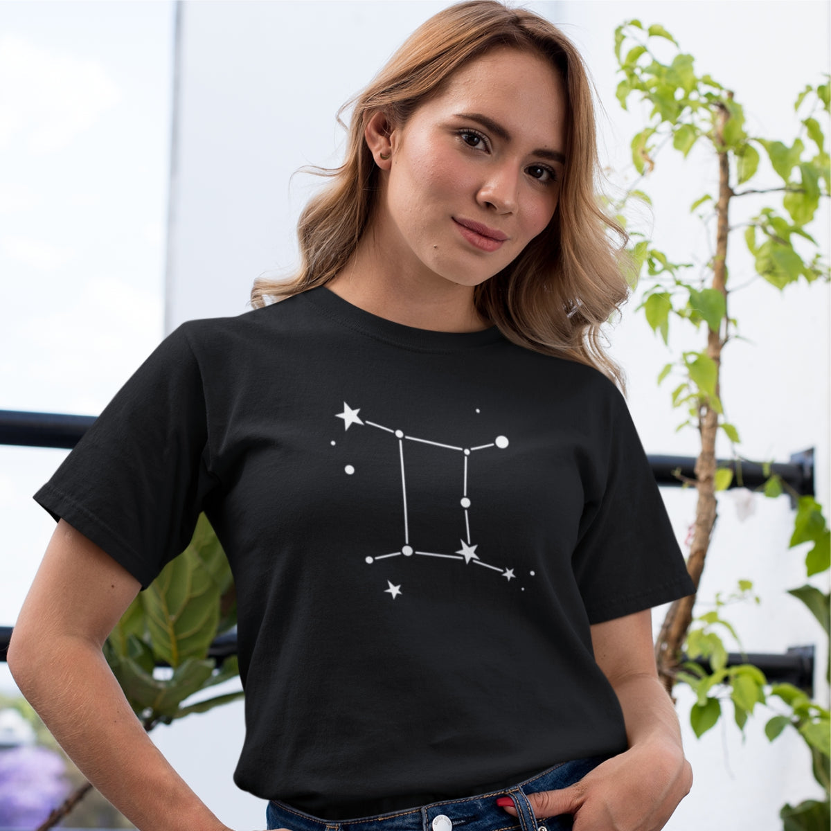Melns UNISEX T-krekls Zodiaks Dvīņi