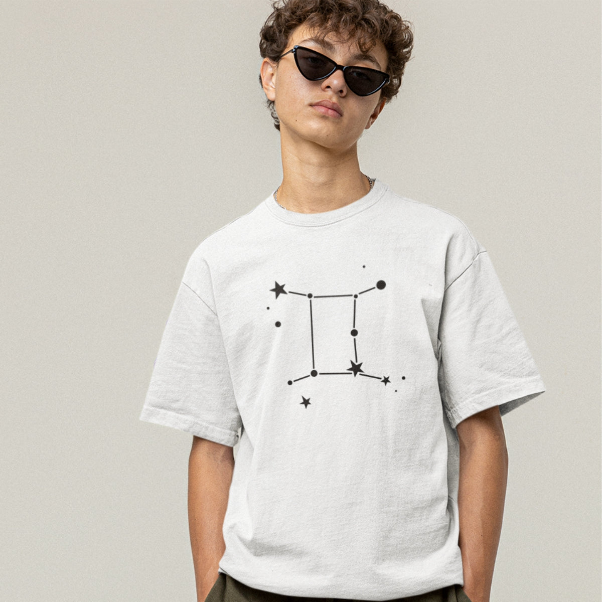 Balts UNISEX T-krekls Zodiaks Dvīņi