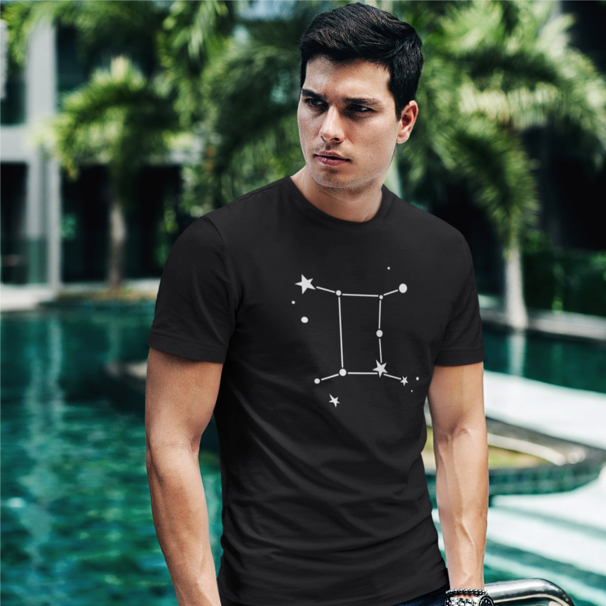 Melns UNISEX T-krekls Zodiaks Dvīņi