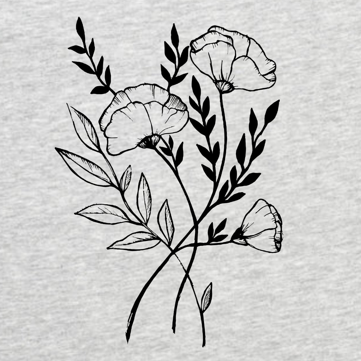 Pelēks melanžs UNISEX T-krekls Trīs ziedi