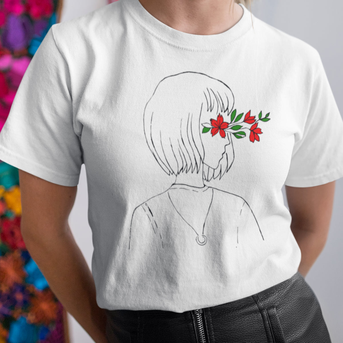 Balts UNISEX T-krekls Ziedu redzējums