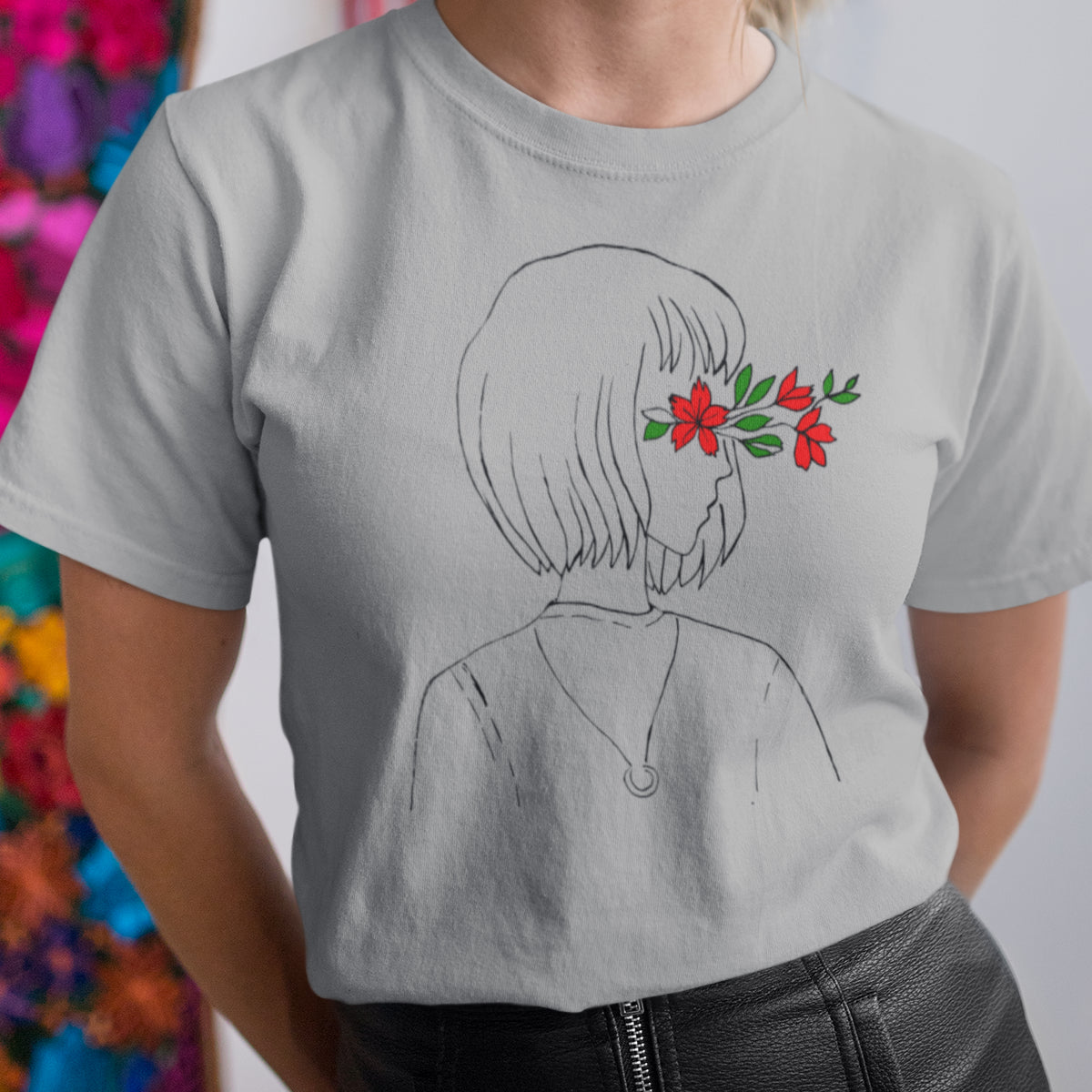 Pelēks melanžs UNISEX T-krekls Ziedu redzējums