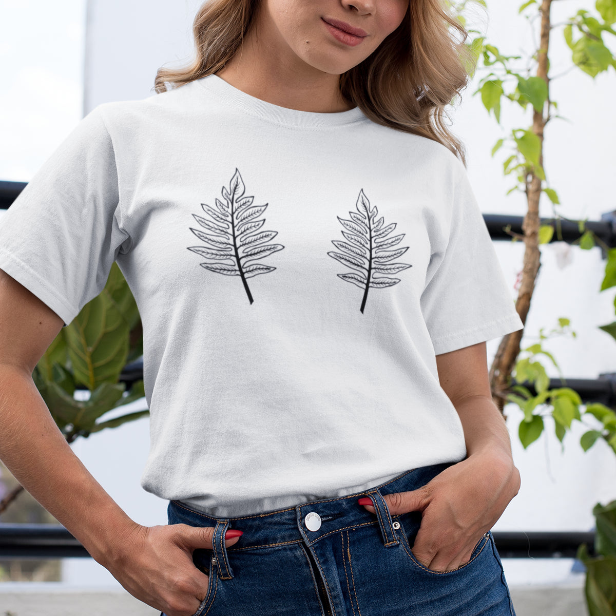 Balts UNISEX T-krekls Divas lapas