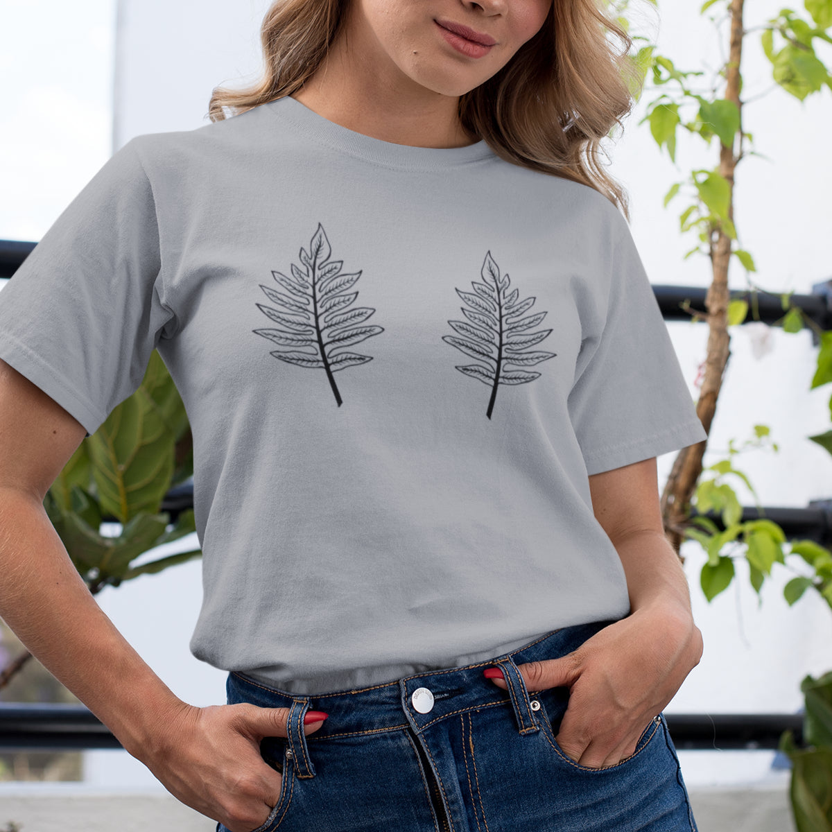 Pelēks melanžs UNISEX T-krekls Divas lapas