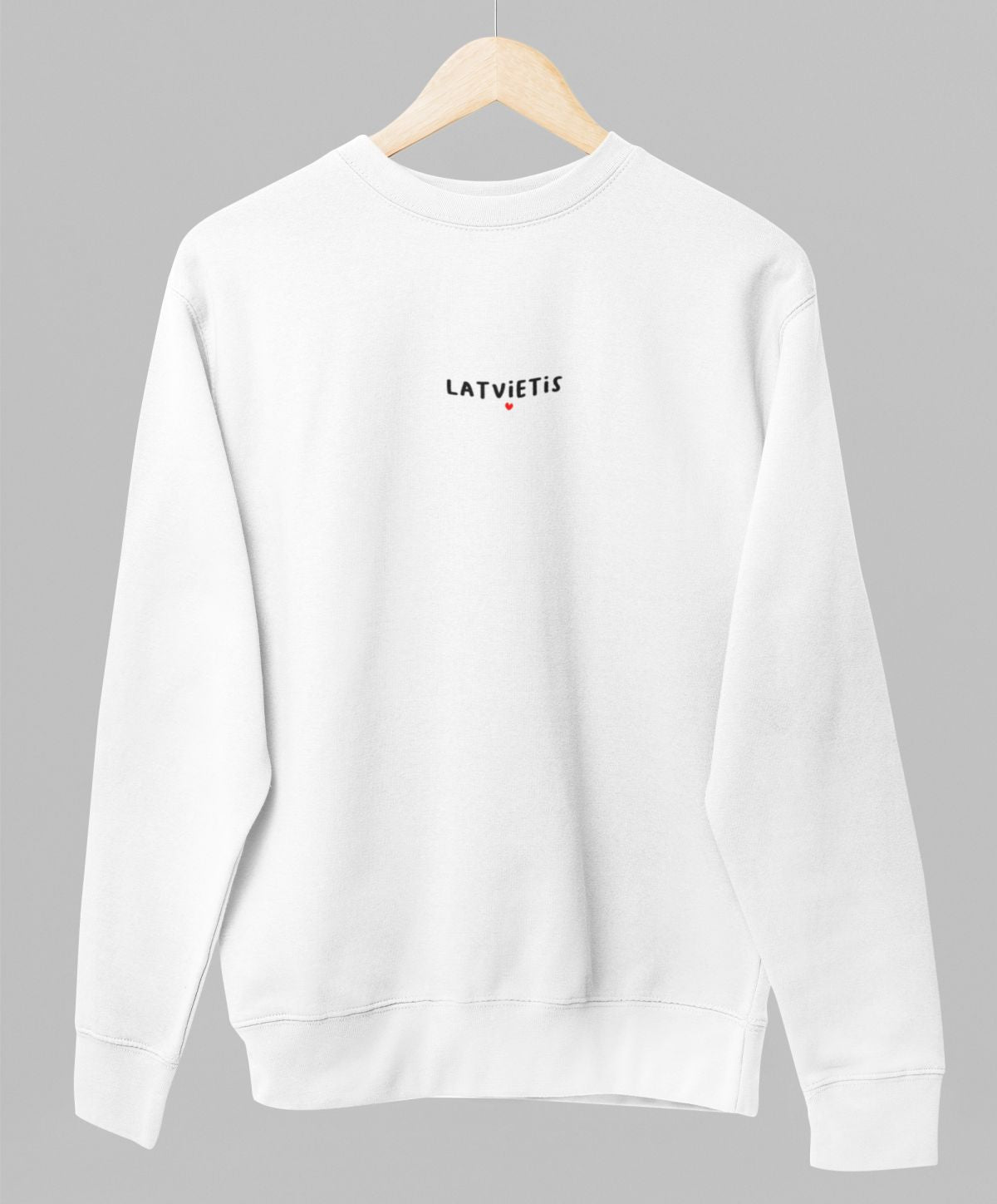 Balts UNISEX džemperis bez kapuces "Latvietis"