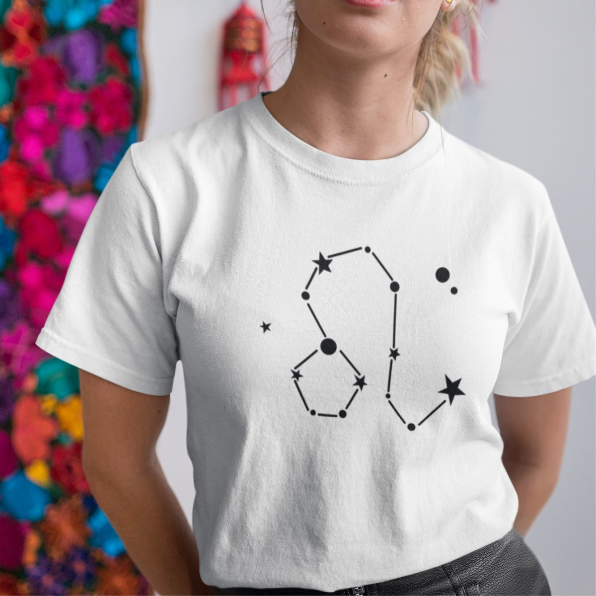 Balts UNISEX T-krekls Zodiaks Lauva
