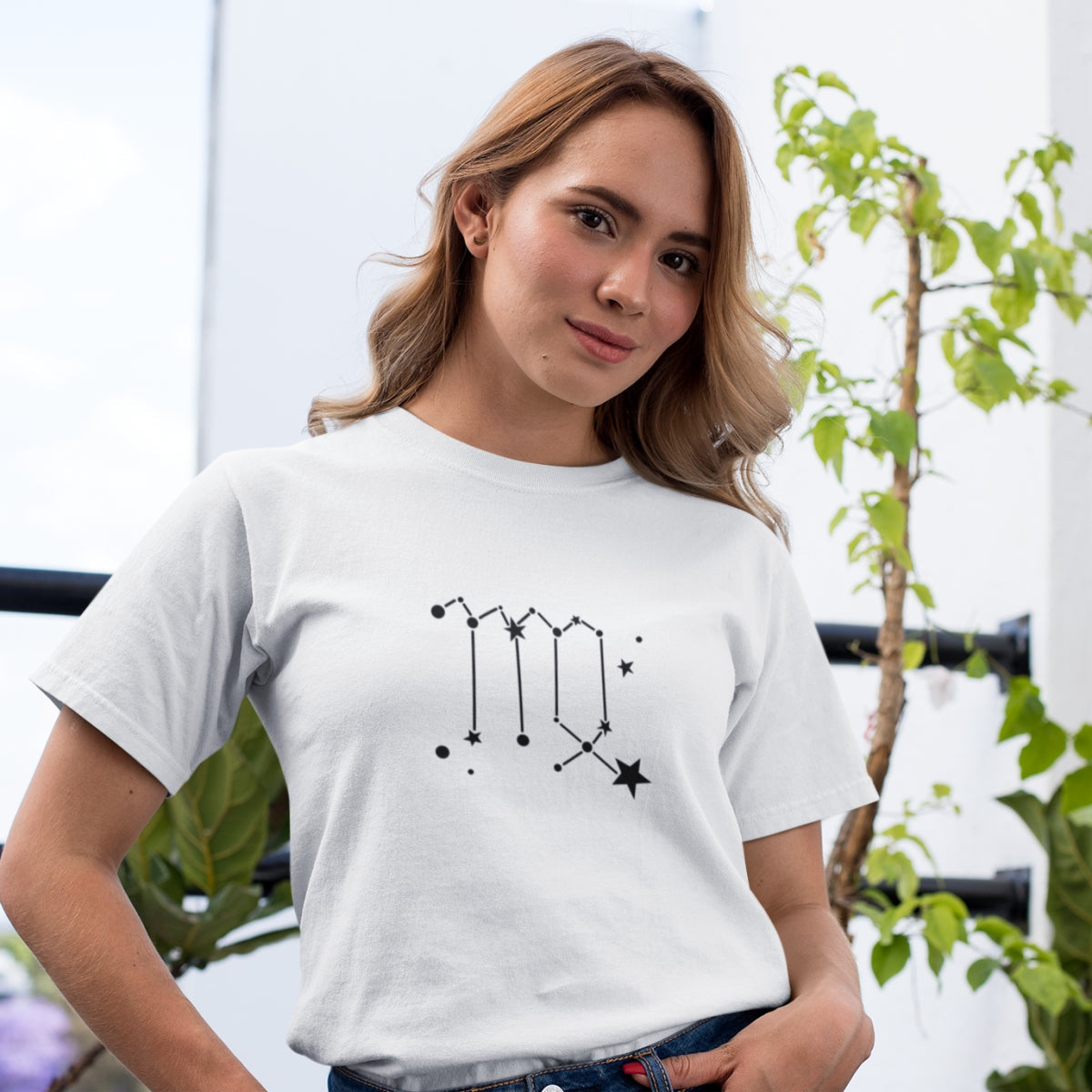 Balts UNISEX T-krekls Zodiaks Jaunava