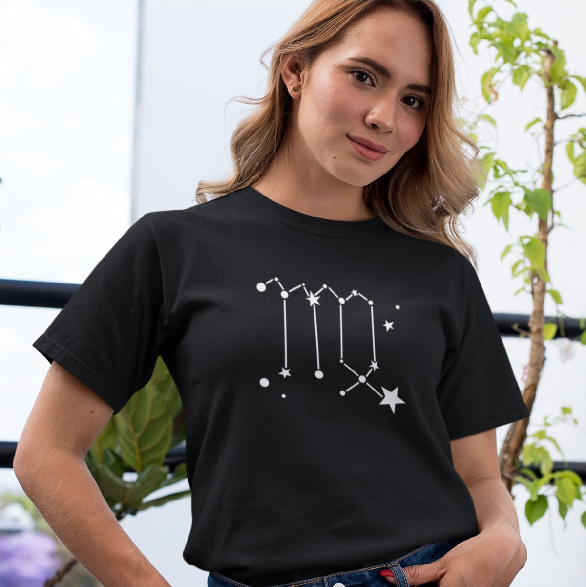 Melns UNISEX T-krekls Zodiaks Jaunava