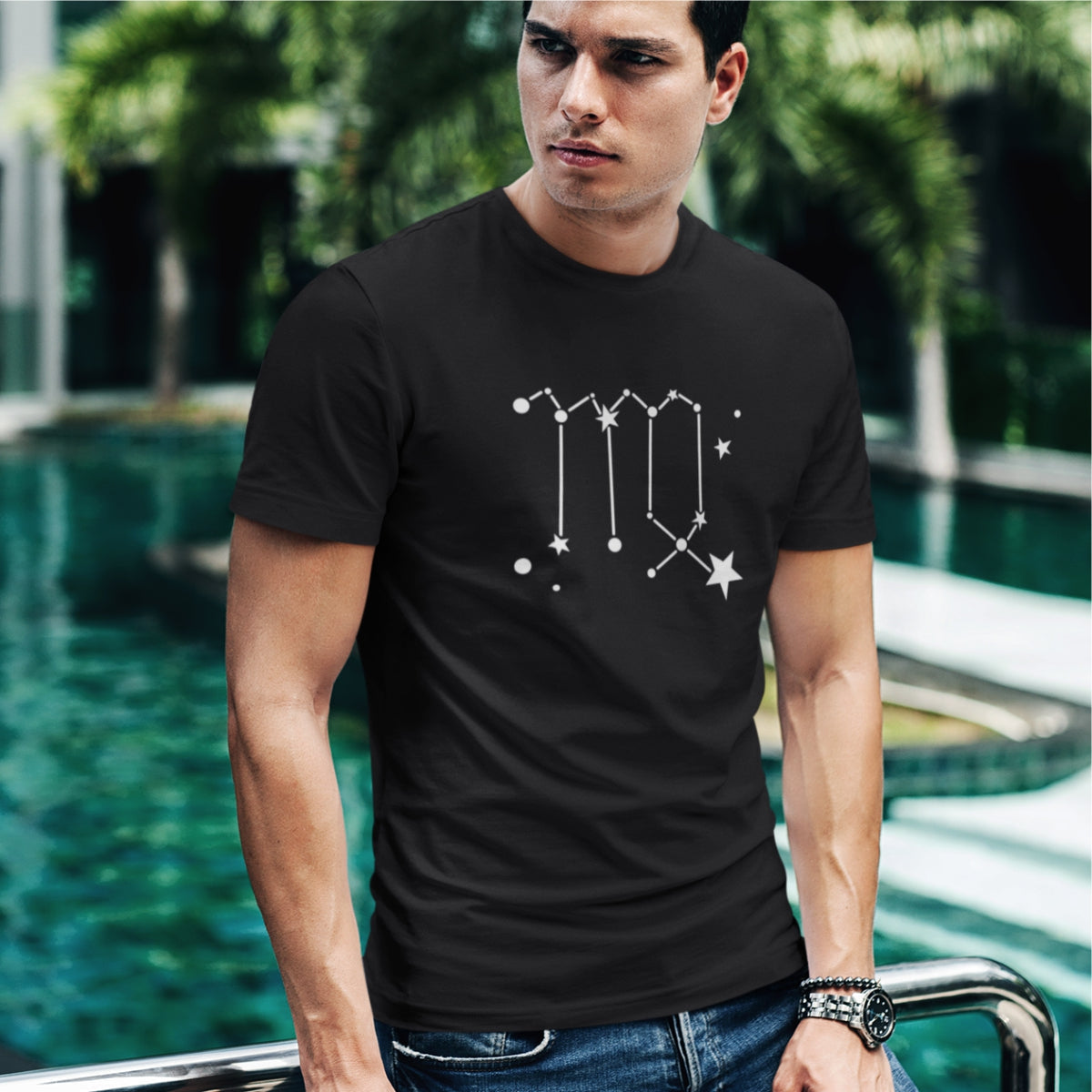 Melns UNISEX T-krekls Zodiaks Jaunava