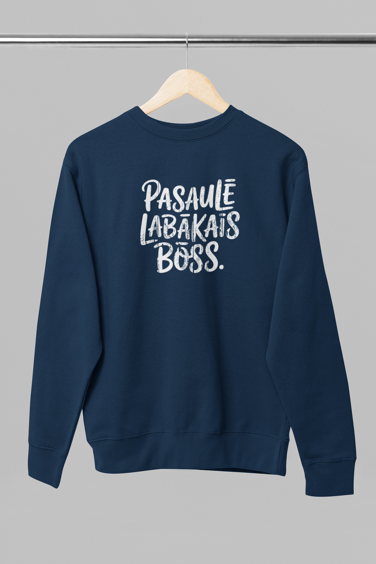 Zils UNISEX džemperis bez kapuces "Pasaulē labākais boss"