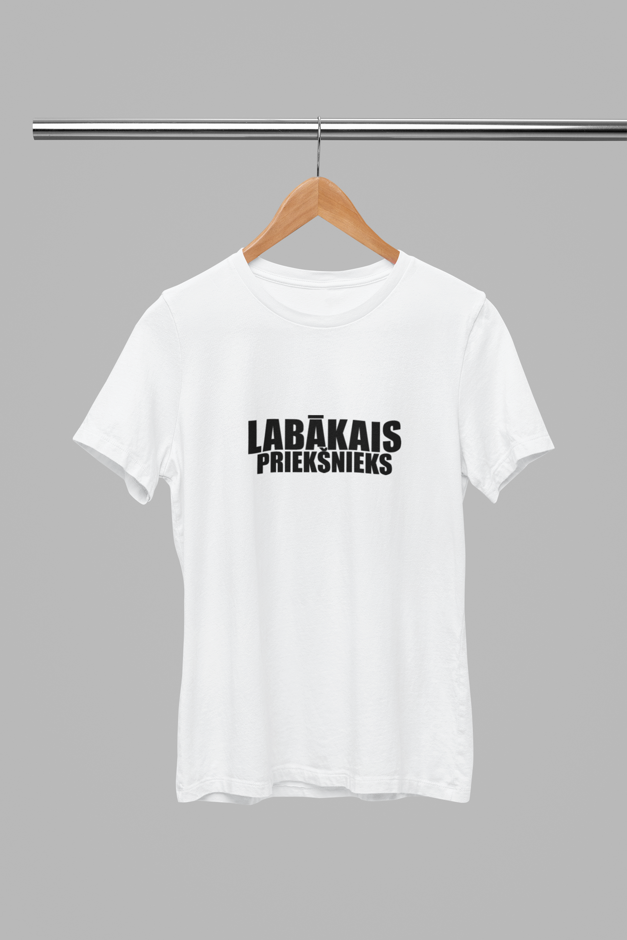 Balti uniseksa T-krekli "LABĀKAIS PRIEKŠNIEKS"
